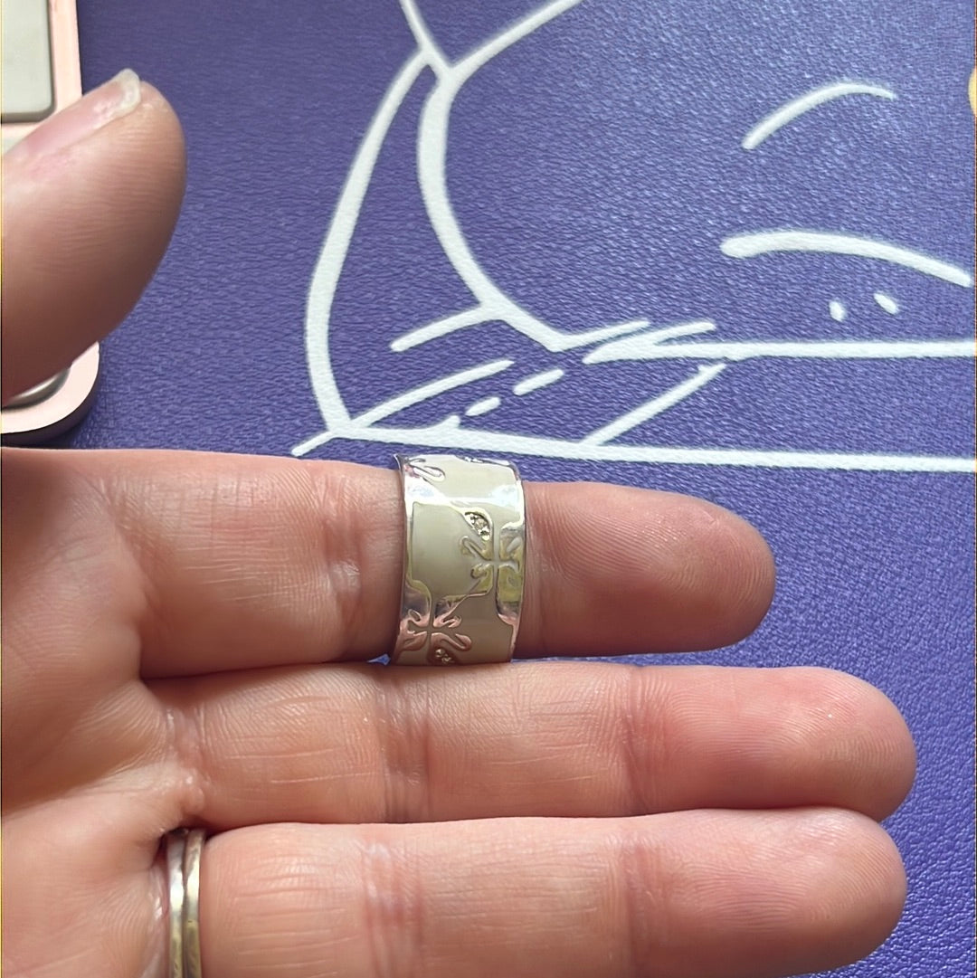 Genuine Swarovski Pave Enamel Swan Logo Ring 55