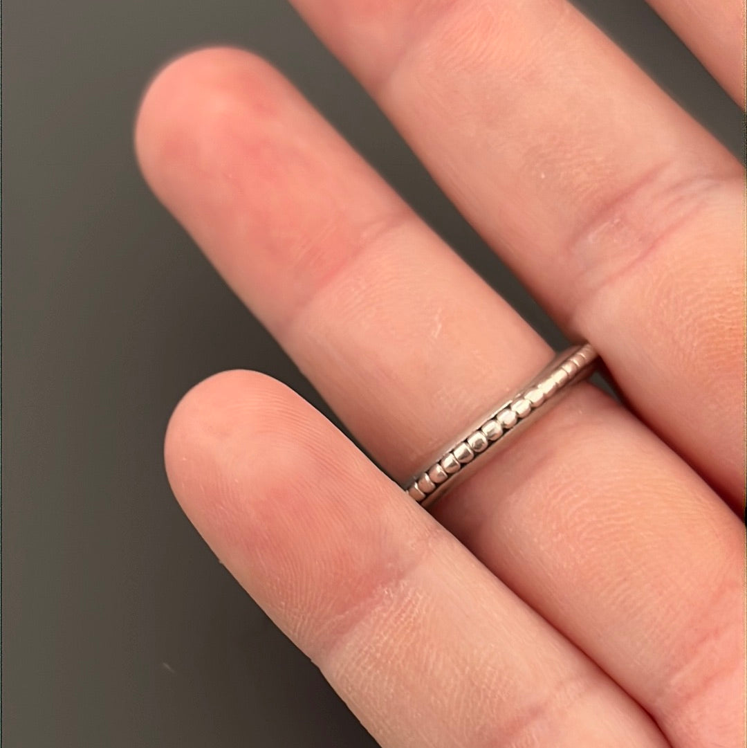 Genuine Pandora Plain Dotted Line Ring RARE HTF 52