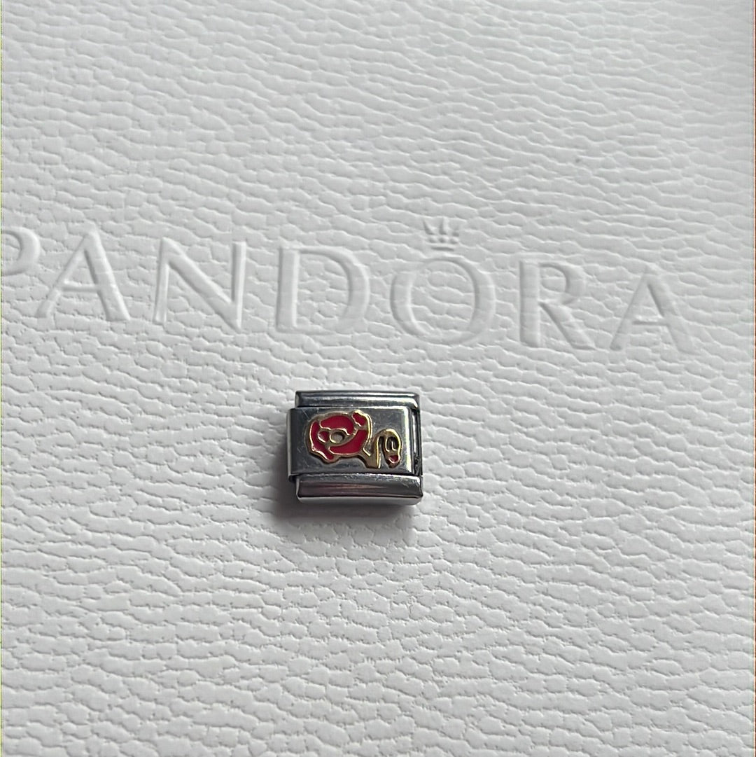 Genuine Nomination Silver Link Charm Two Tone Enamel Rose