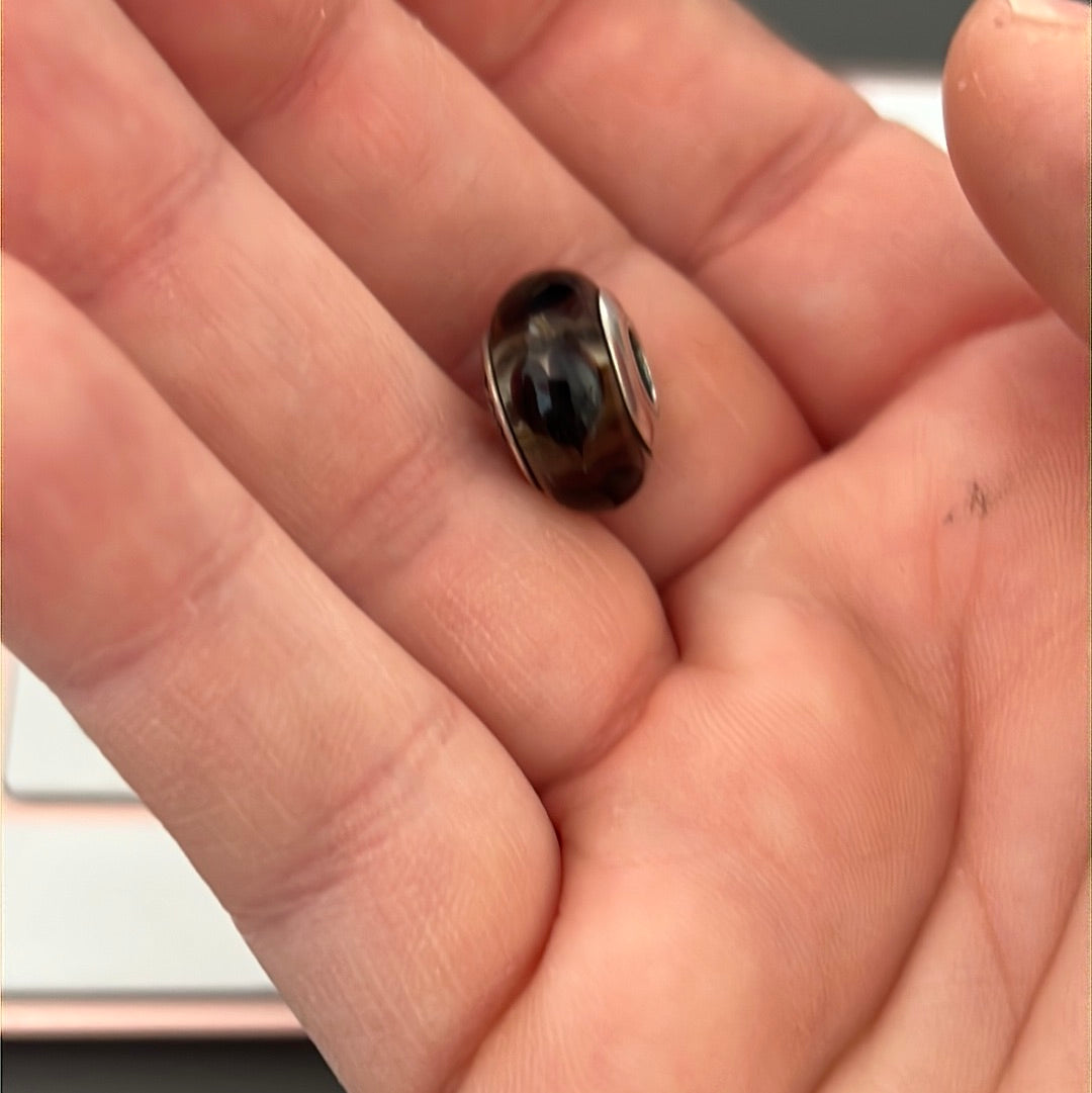 Genuine Pandora Black Heart Murano Charm