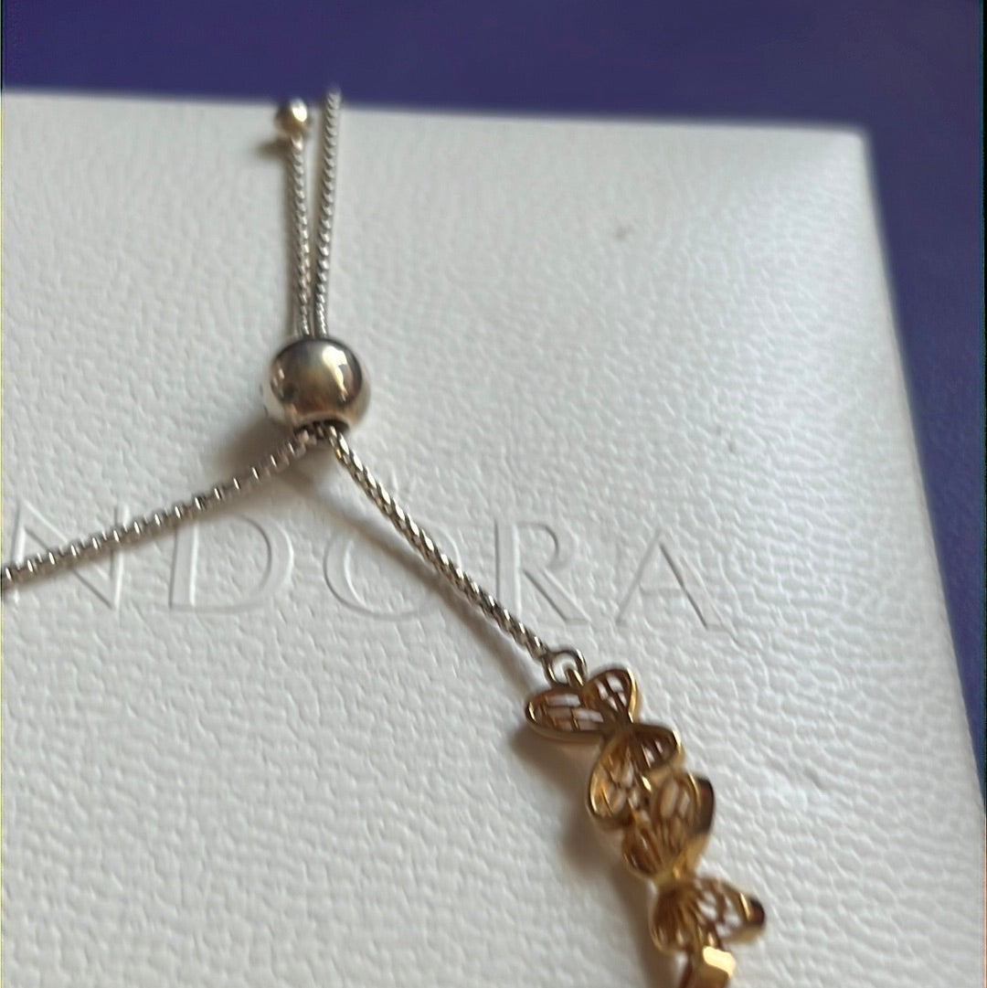 Genuine Pandora Shine Gold Butterfly Open Slider Tennis Bracelet