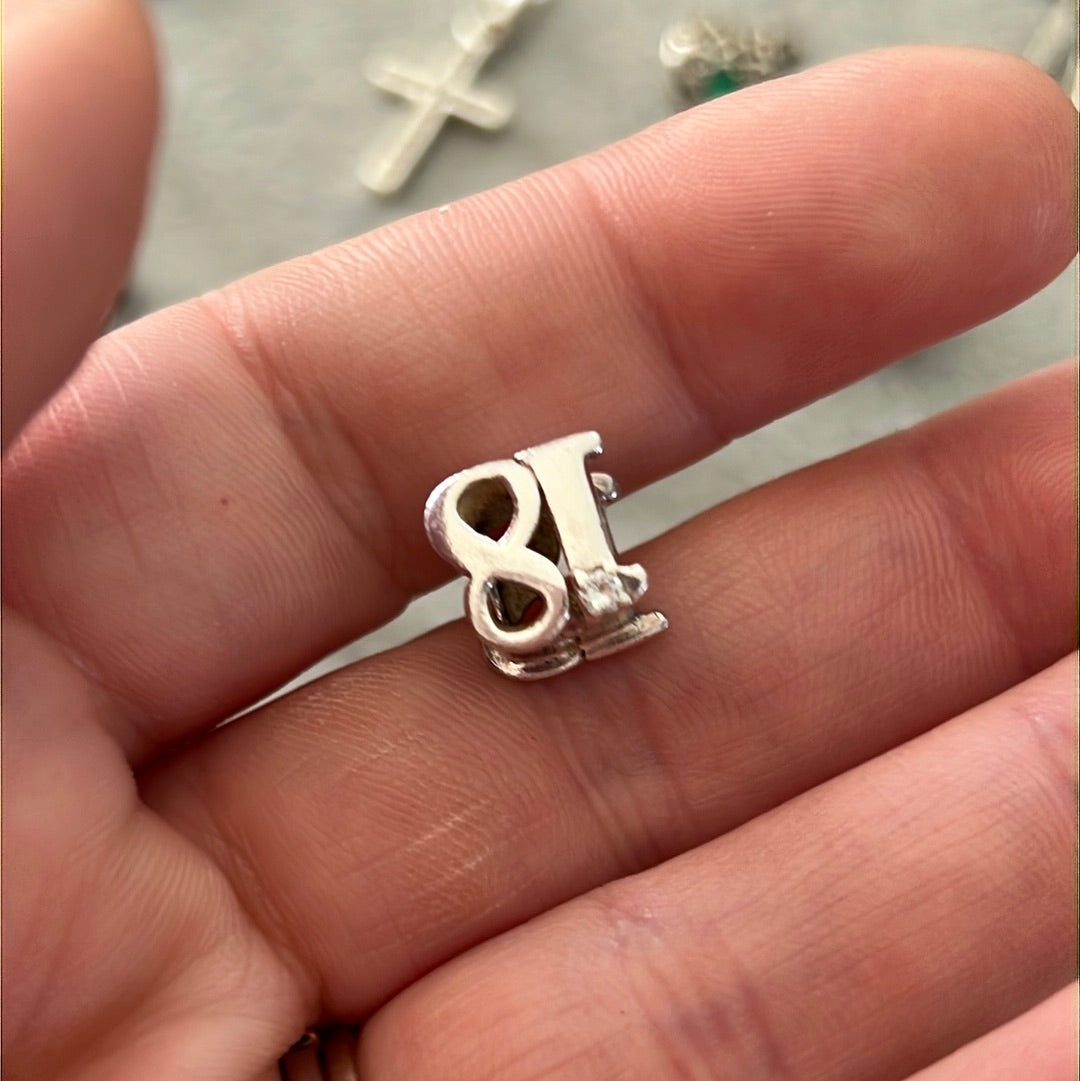 Sterling Silver 18th 18 Birthday CZ Charm