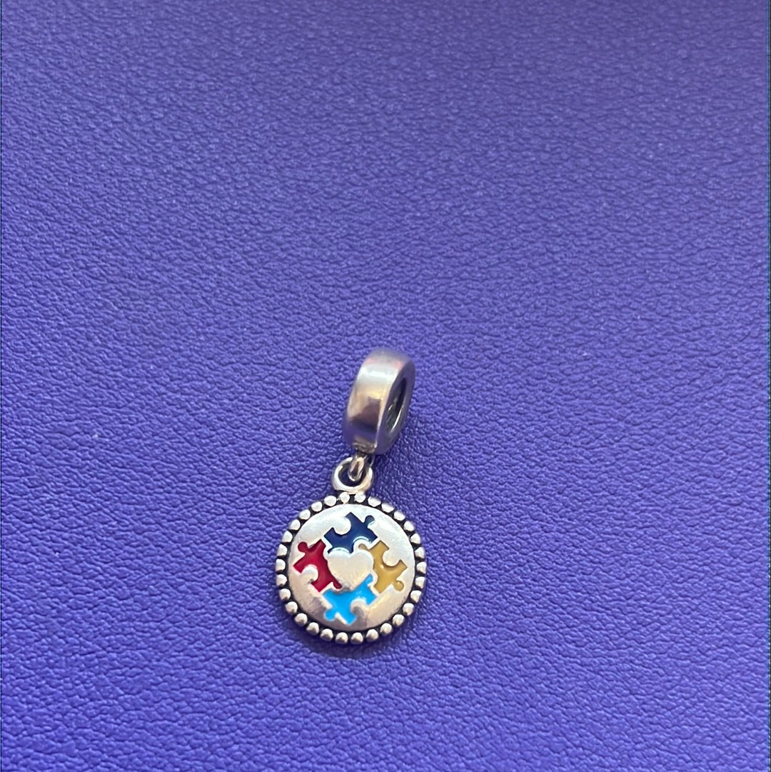 Genuine Pandora Autism Awareness Colour Enamel Puzzle Jigsaw Piece Dangle Charm