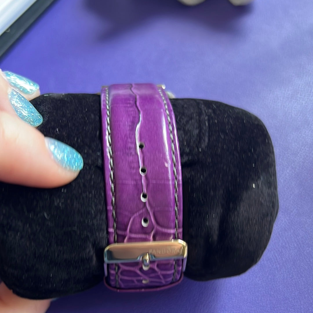 Genuine Pandora Gold Hardware Watch with Purple Leather Strap Perfect
