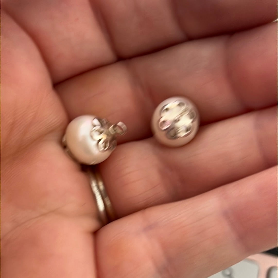 Genuine Pandora RARE and HTF Compose Pearl Dangle Flower Earring Charms