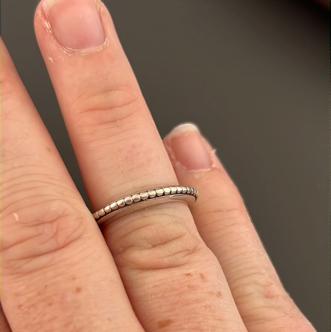 Genuine Pandora Plain Dotted Line Ring RARE HTF 52