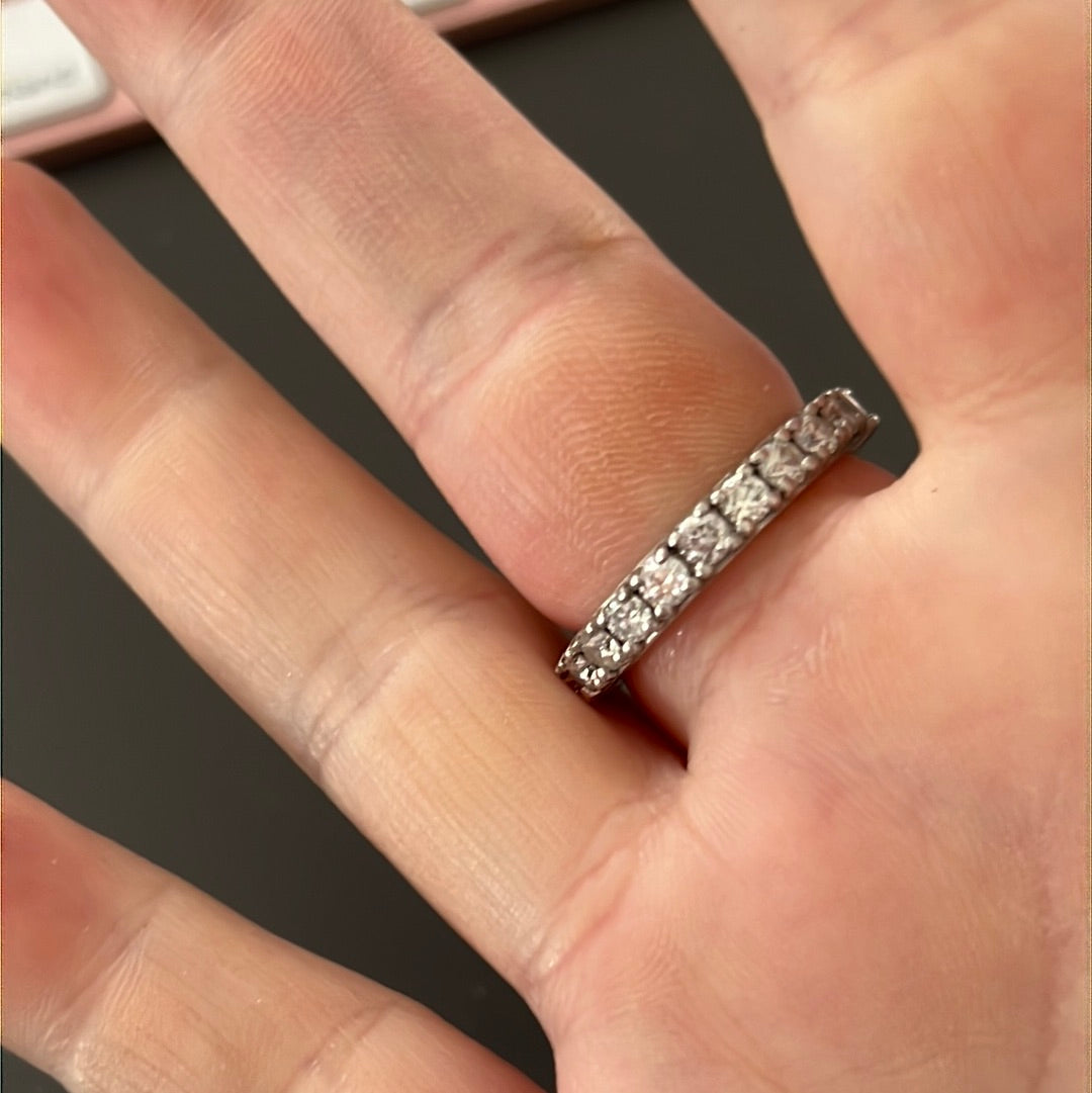 Sterling Silver Dazzling Pave Chunky Ring 58