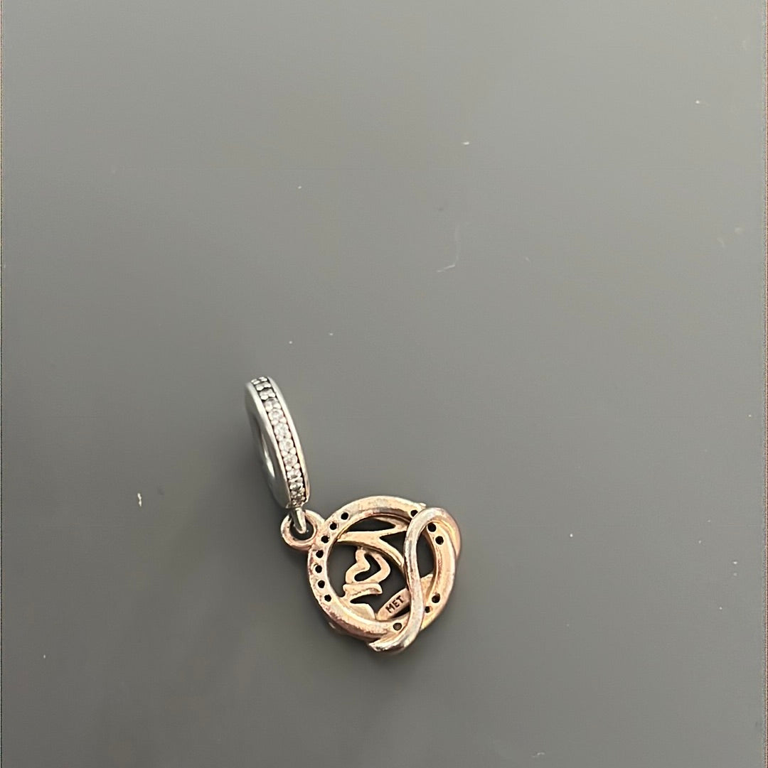 Genuine Pandora Rose Gold Mum Heart Pave Dangle Charm