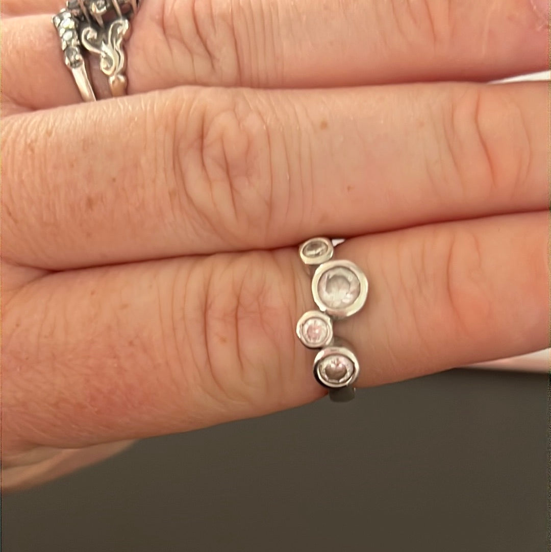 Sterling Silver CZ Bubble Circle Ring 53