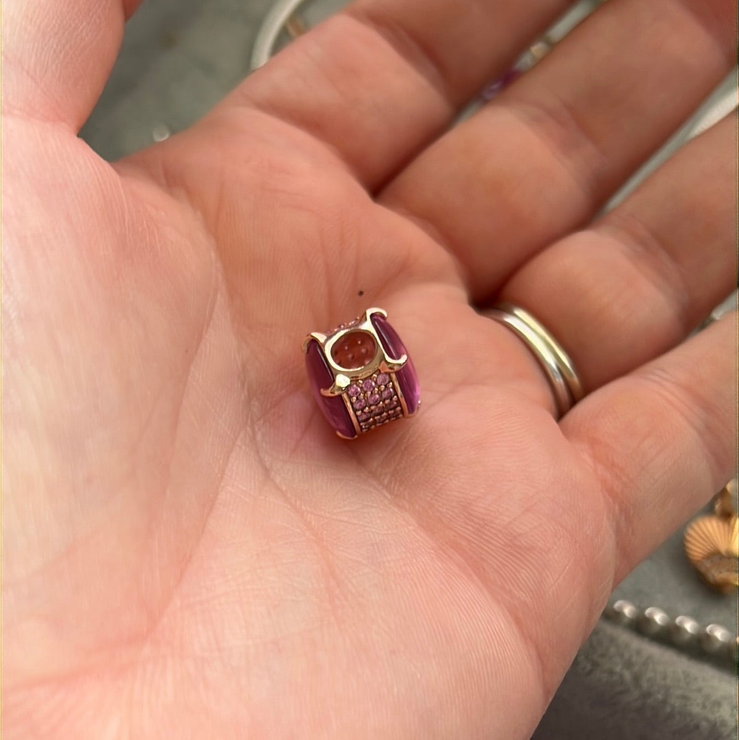 Genuine Pandora Rose Gold Beautiful New Pink Cabochon Pave Charm