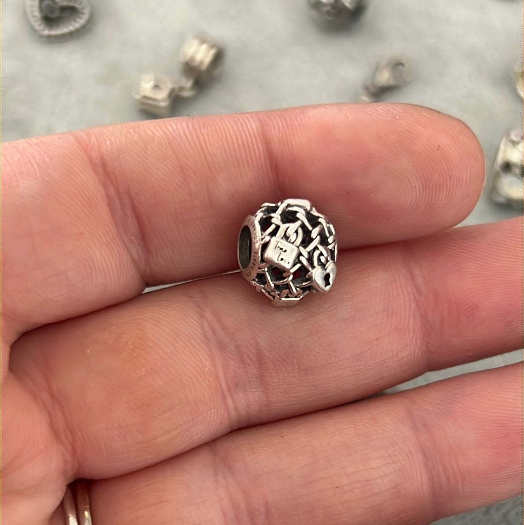 Genuine Pandora Locked in Your Heart Padlock Openwork Charm