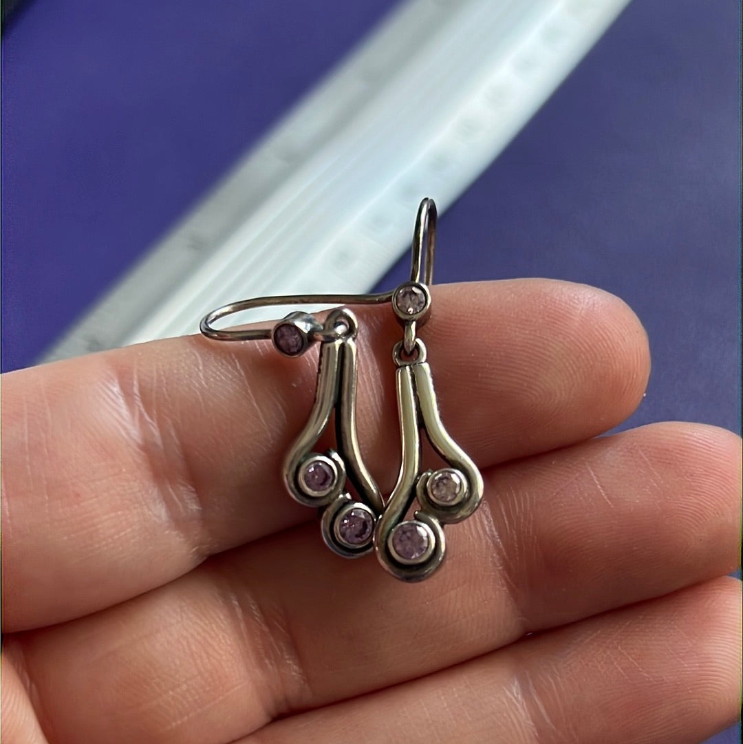 Genuine Pandora Pave Ocean Wave Dangle Earrings Clear RARE HTF