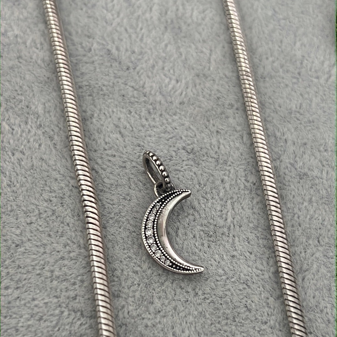 Genuine Pandora Pave Moon Crescent Pendant Charm