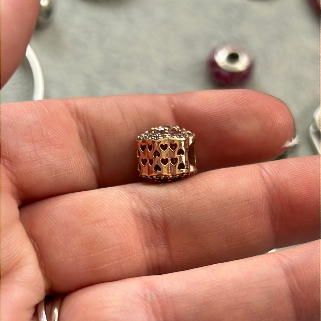 Genuine Pandora Rose Gold Pink Sparkle Flower CZ Charm