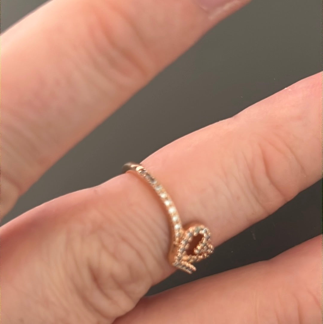 Genuine Pandora Rose Gold Pave Hand Drawn Heart Openwork Ring 52