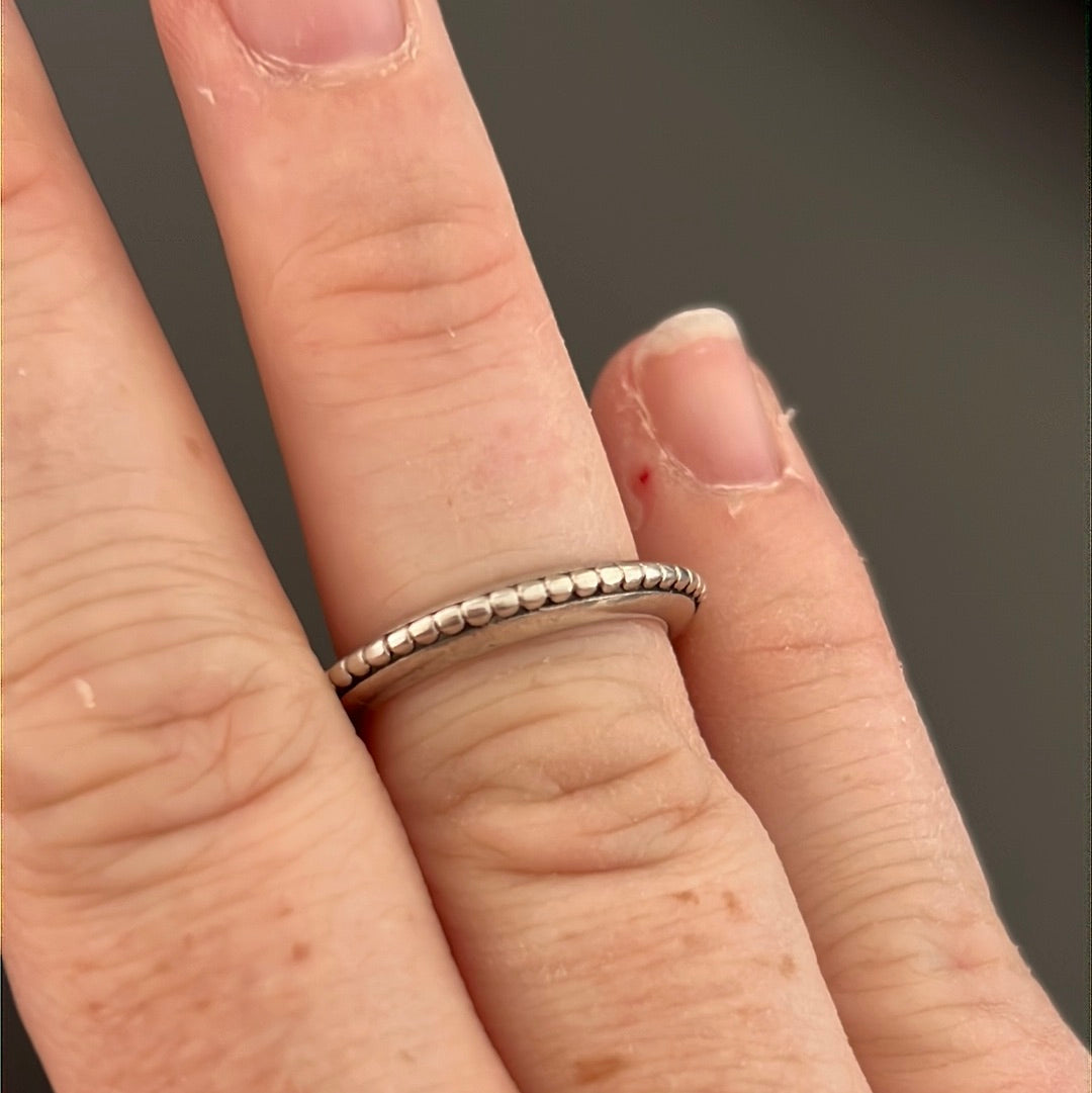 Genuine Pandora Plain Dotted Line Ring RARE HTF 52
