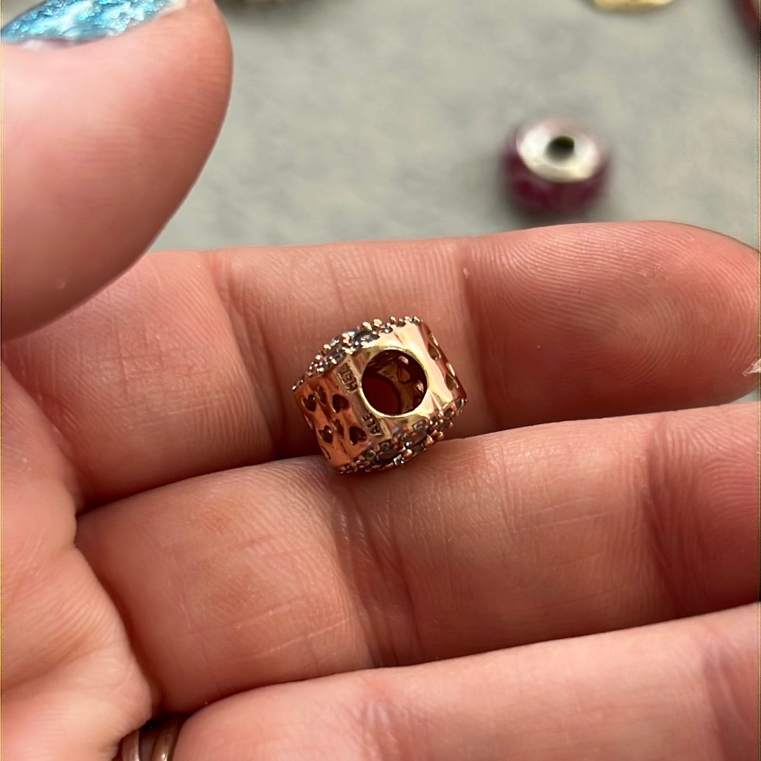 Genuine Pandora Rose Gold Pink Sparkle Flower CZ Charm