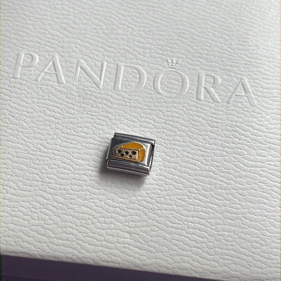 Genuine Nomination Silver Link Charm Two Tone Enamel Cheese