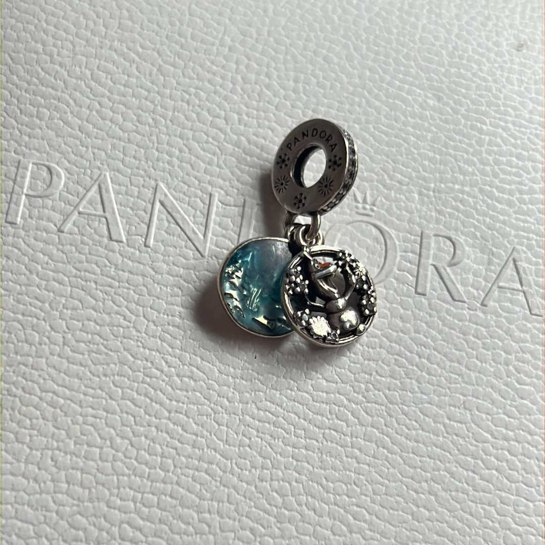 Genuine Pandora Frozen Charm Disney Olaf Enamel Xmas Dangle Christmas Charm