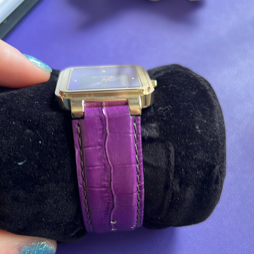 Genuine Pandora Gold Hardware Watch with Purple Leather Strap Perfect
