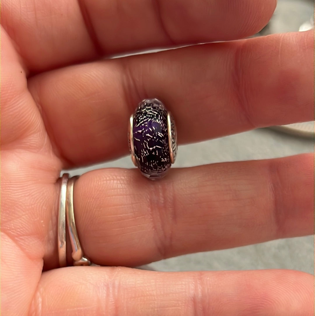 Genuine Pandora Blue Faceted Murano With Glitter Fleck