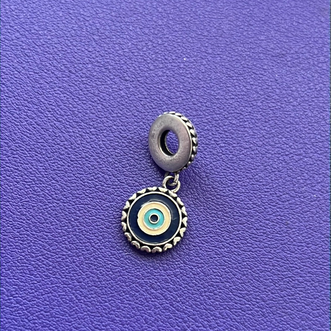 Genuine Pandora Protective Lucky Evil Eye Dangle Blue Enamel