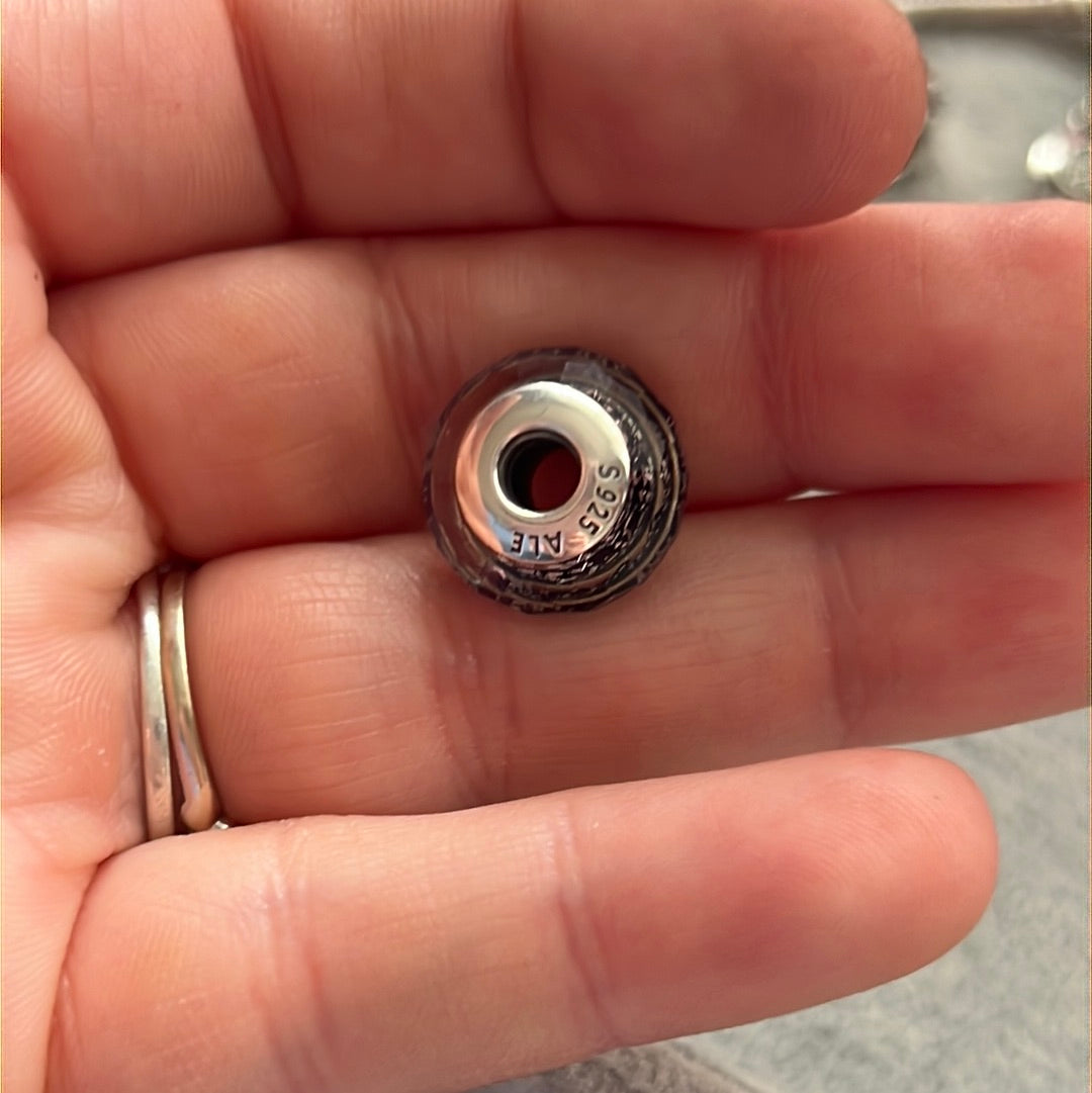 Genuine Pandora Blue Faceted Murano With Glitter Fleck