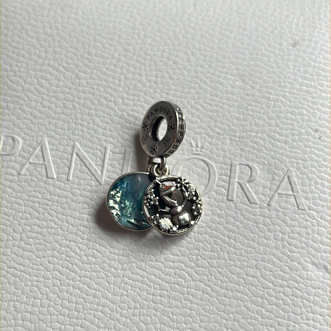 Genuine Pandora Frozen Charm Disney Olaf Enamel Xmas Dangle Christmas Charm
