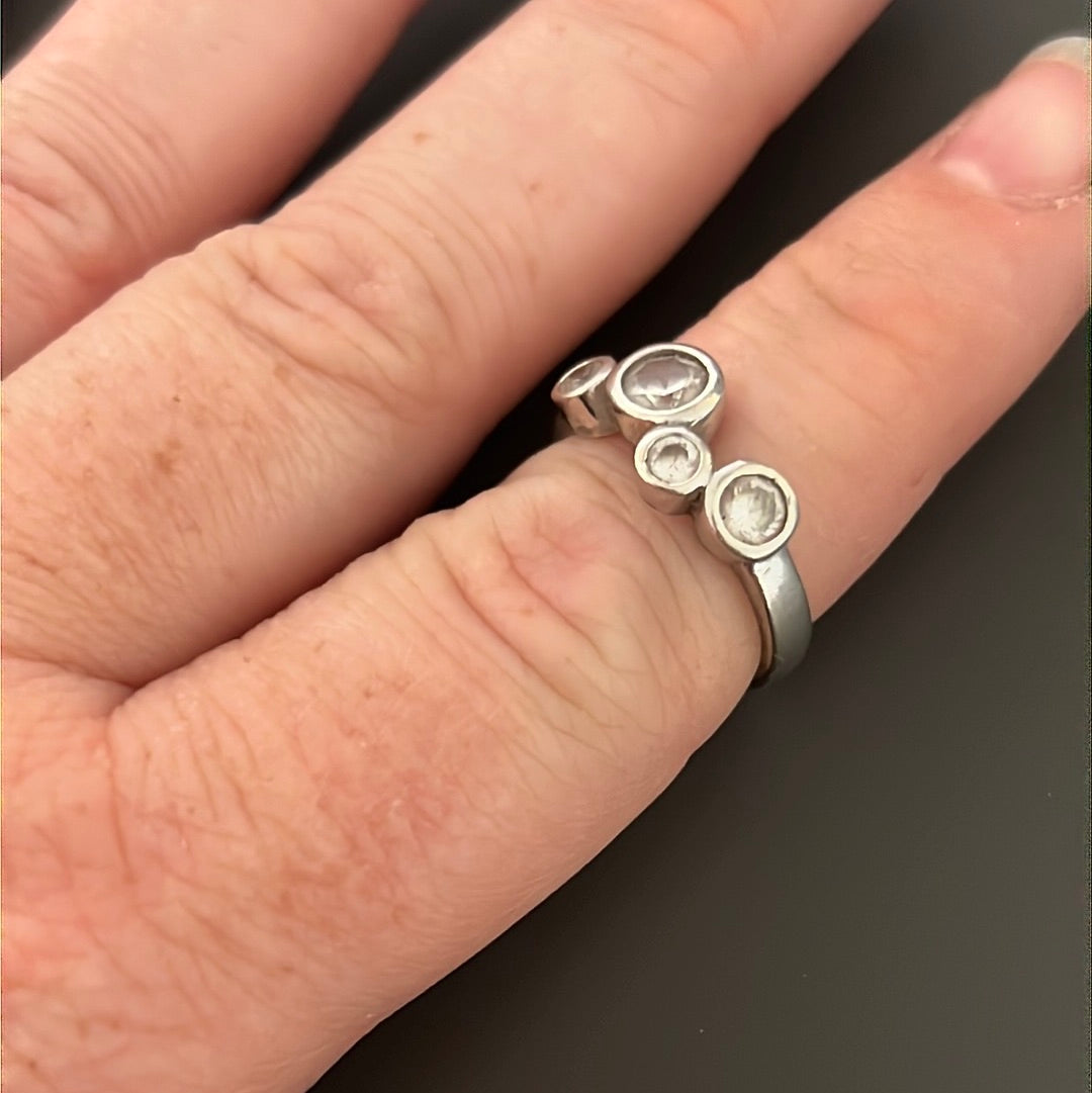 Sterling Silver CZ Bubble Circle Ring 53