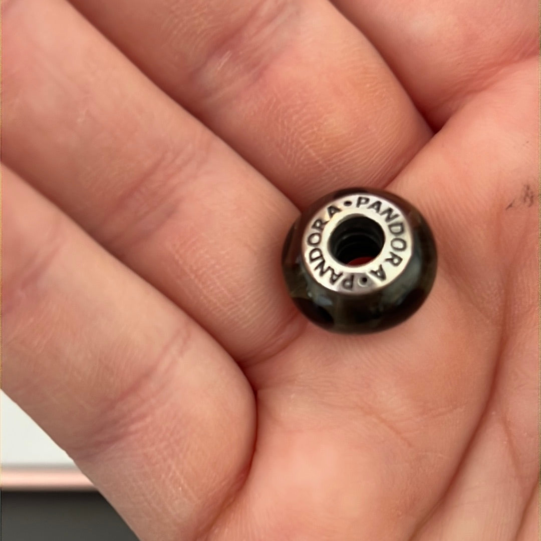 Genuine Pandora Black Heart Murano Charm