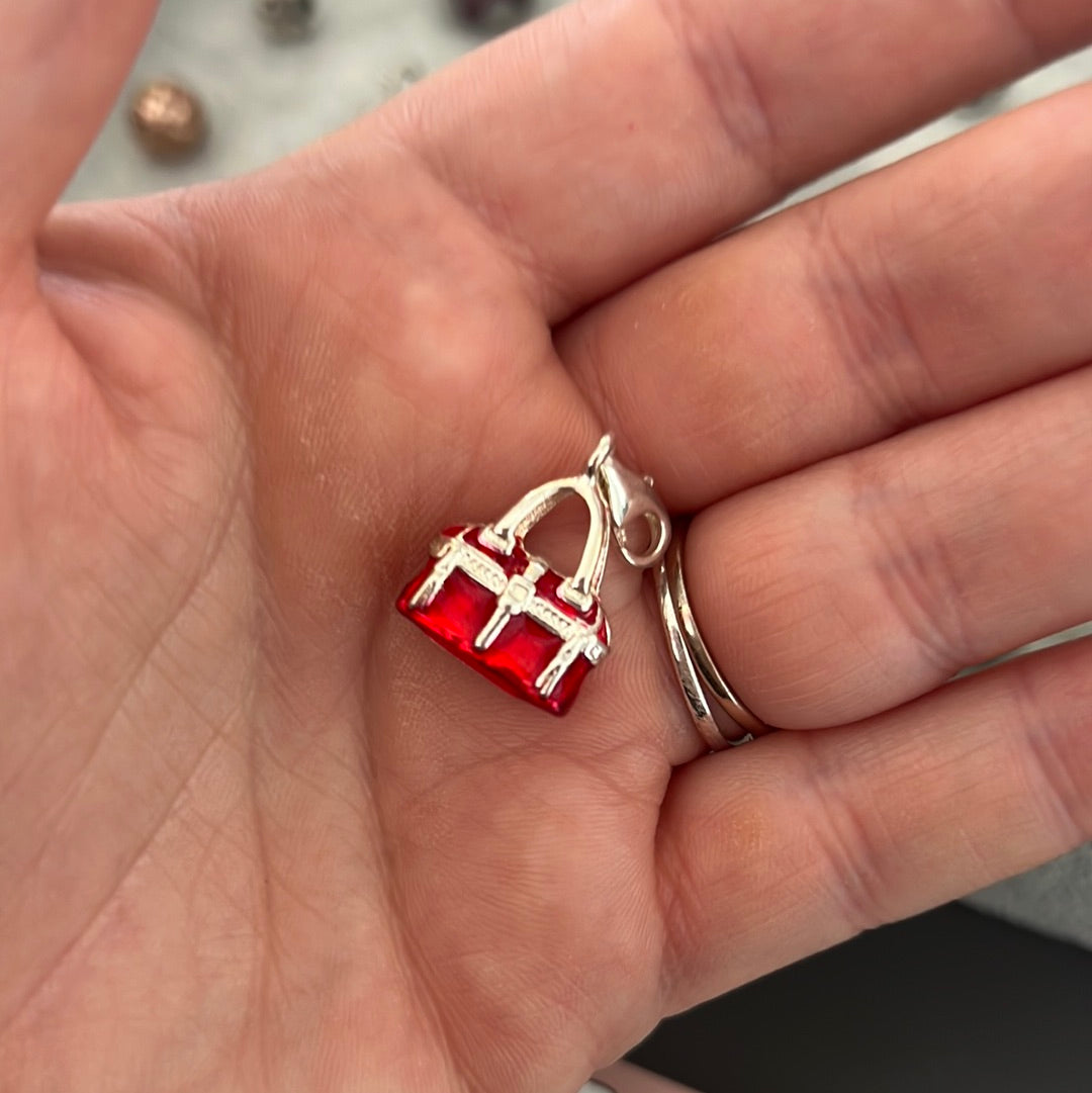 Genuine Thomas Sabo Red Enamel Enamel Handbag/ Purse Charm