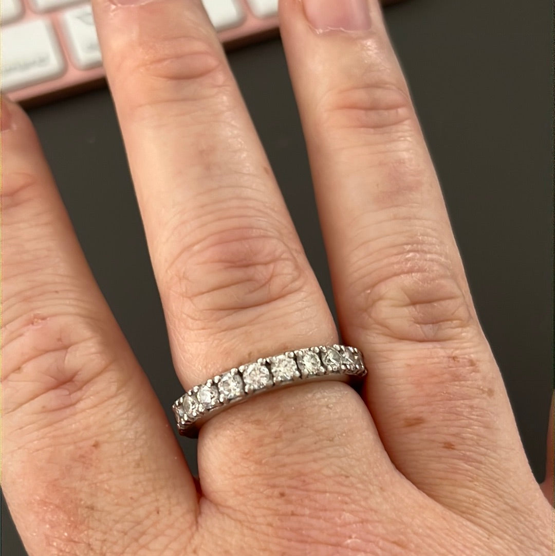 Sterling Silver Dazzling Pave Chunky Ring 58