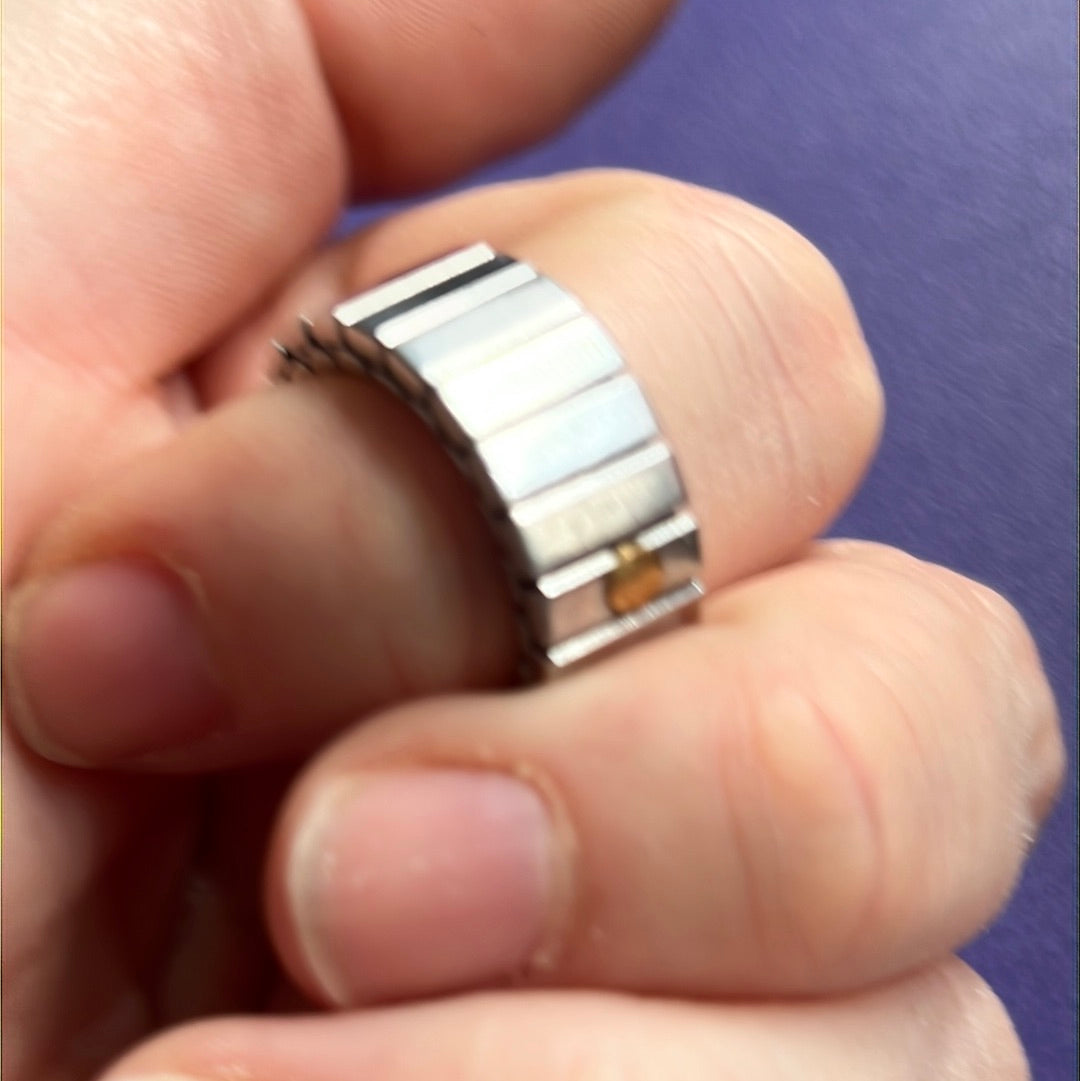 Genuine Nomination Silver Link Stretch Ring Charm Two Tone Hearts