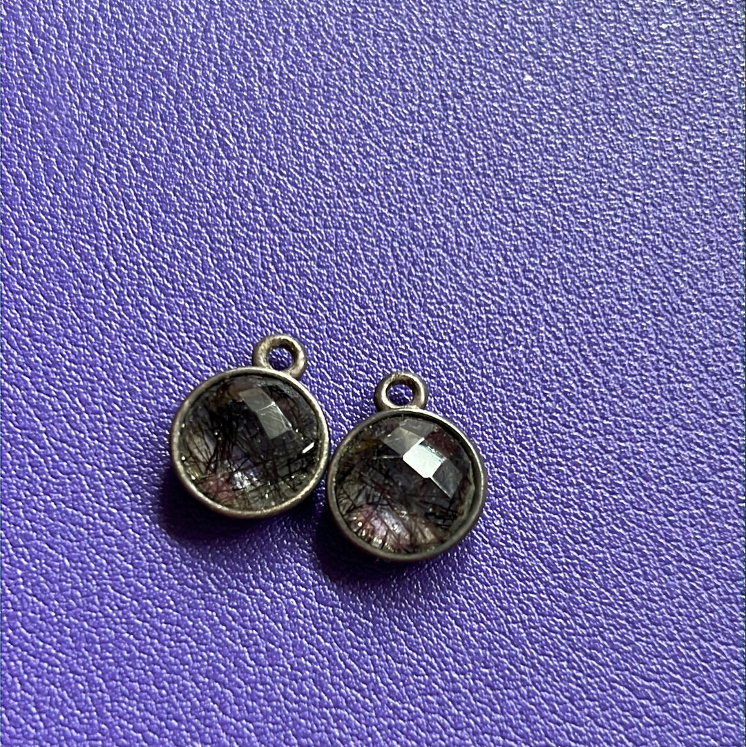 Genuine Pandora Retired Dark Enchantment Black Rutilite Compose Earrings Charm
