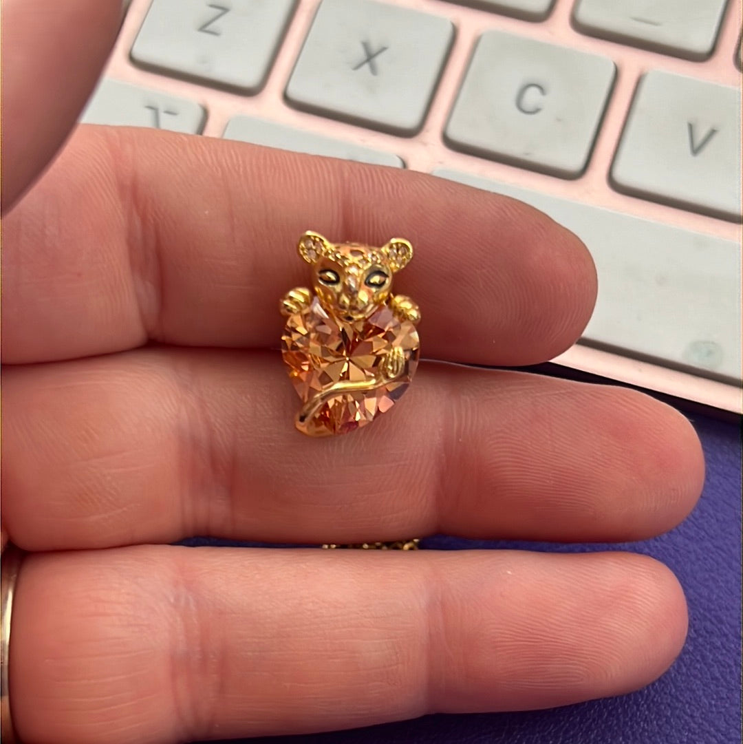 Genuine Pandora Shine Gold Disney Lioness Pave Necklace Holding Golden Heart Stone 50cm drop