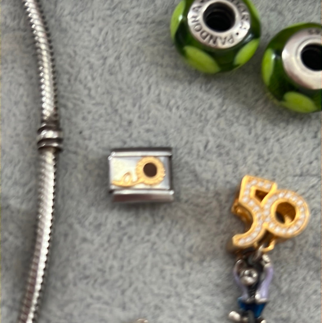 Genuine Nomination Silver Link Charm Two Tone Enamel Sunflower