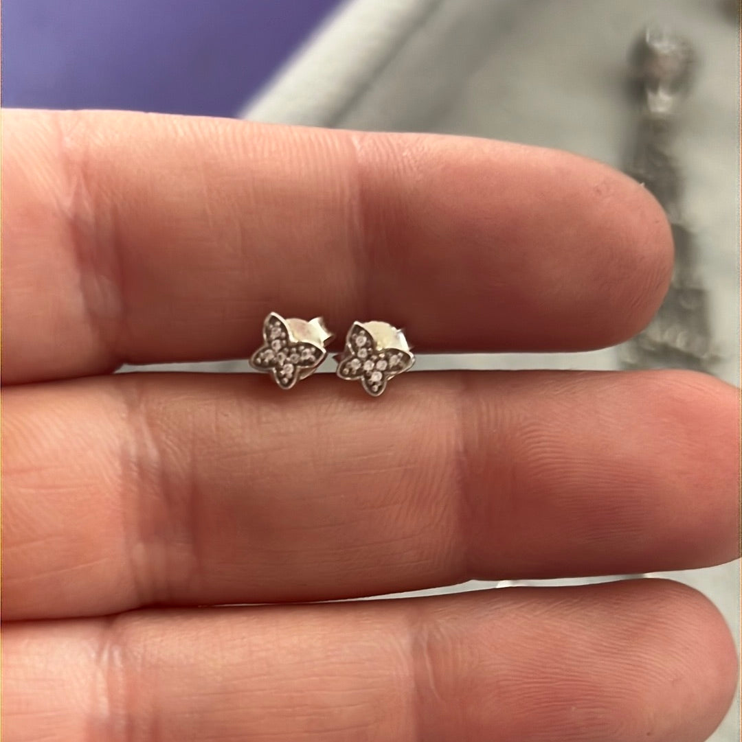 Genuine Pandora TINY Butterfly Pave Earrings Sparkle Studs