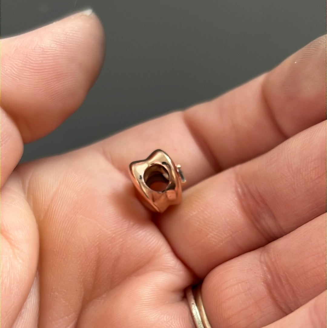 Genuine Pandora Rose Gold / Silver Openwork Heart With Floating Heart CZ Charm