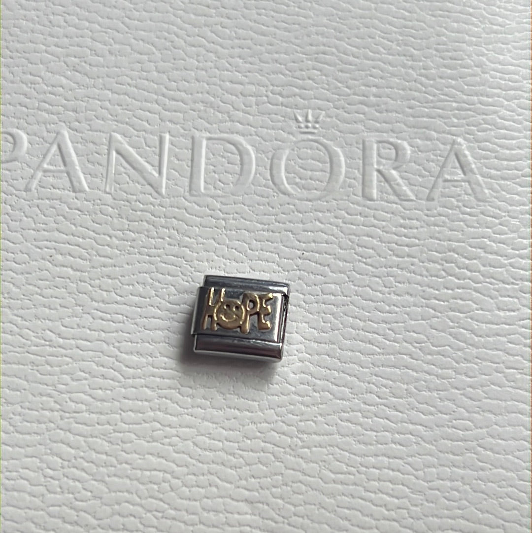 Genuine Nomination Silver Link Charm Two Tone HOPE