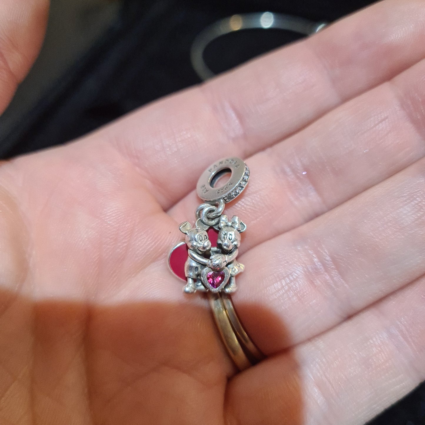 Genuine Pandora Mickey and Minnie Red Heart Love Disney Dangle Charm