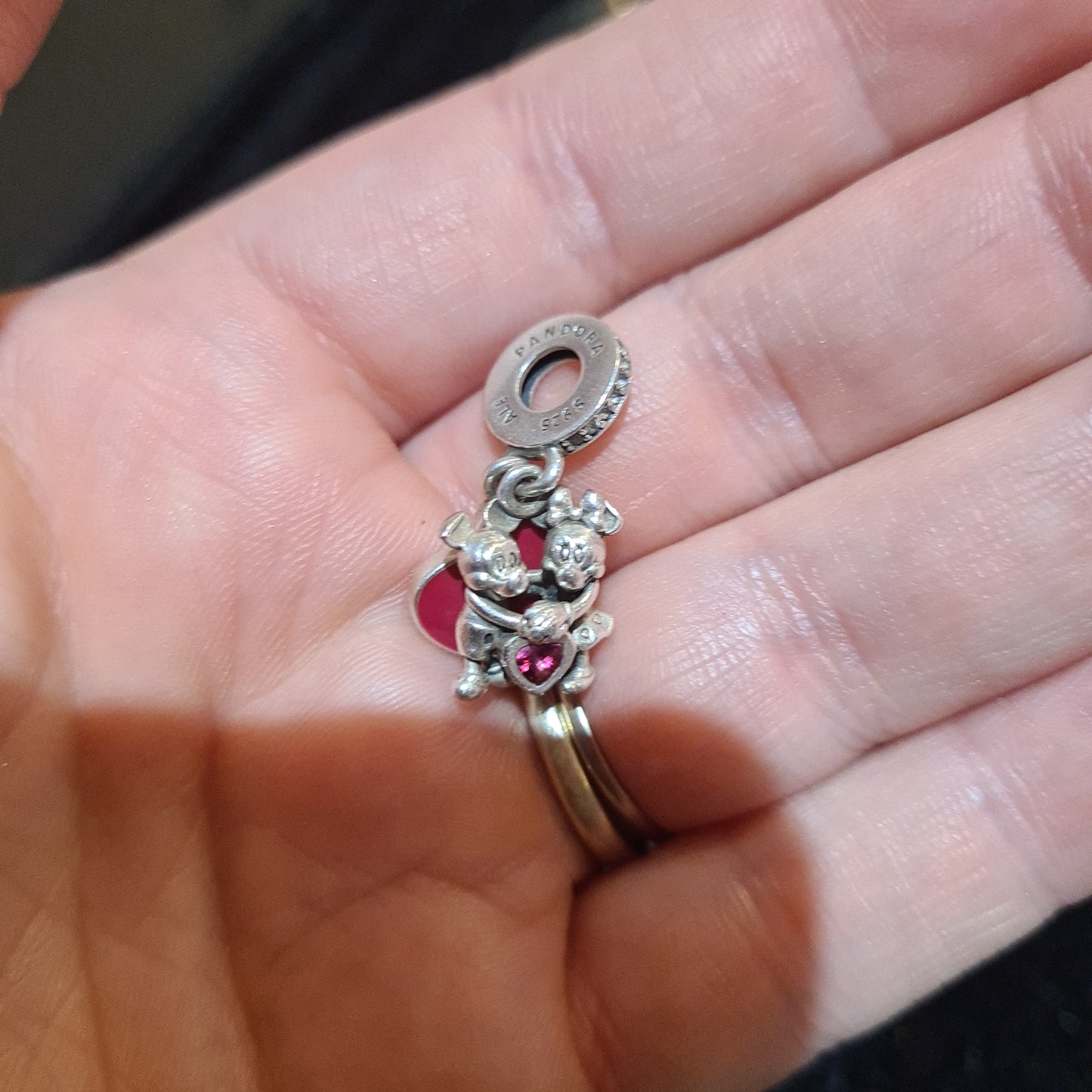 Genuine Pandora Mickey and Minnie Red Heart Love Disney Dangle Charm