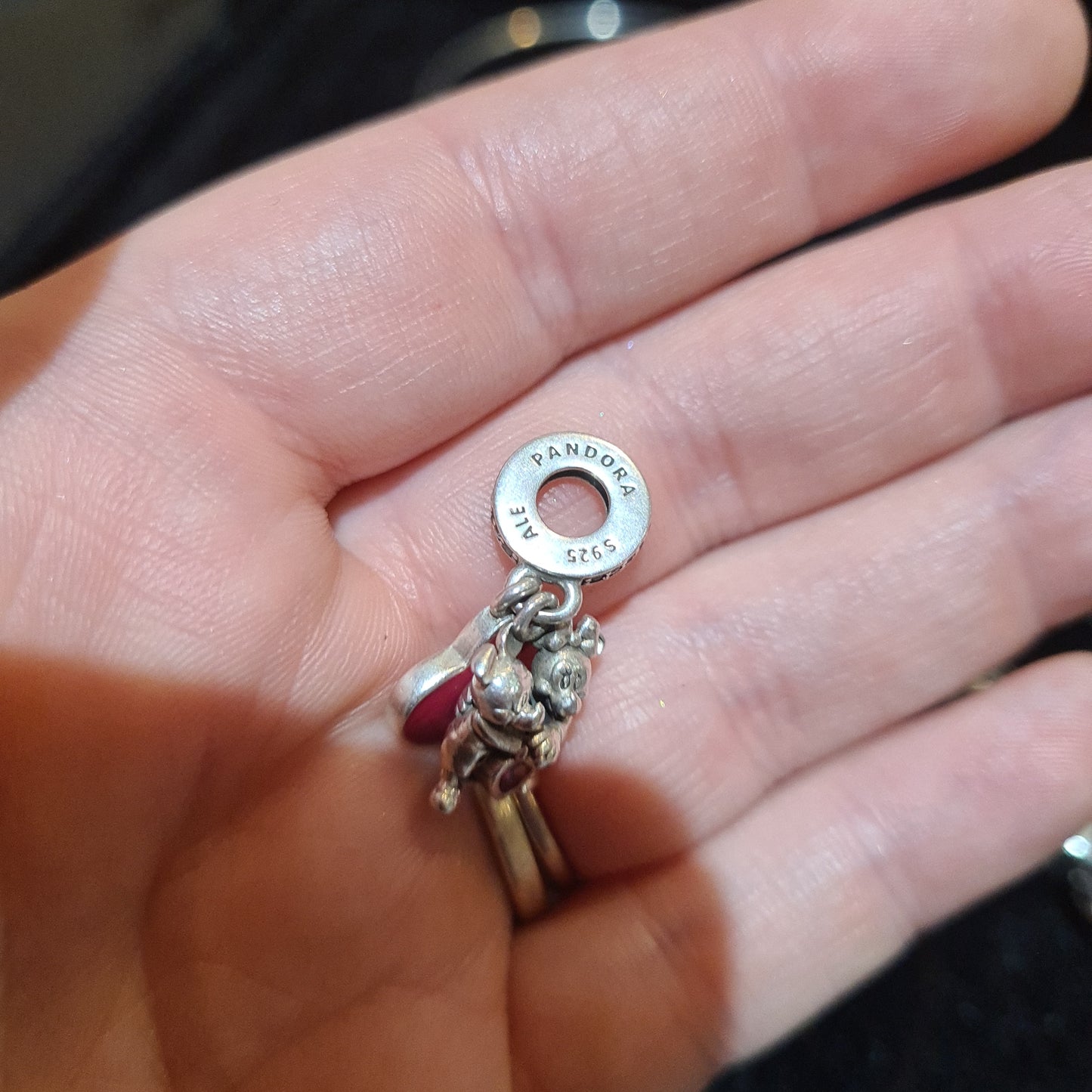 Genuine Pandora Mickey and Minnie Red Heart Love Disney Dangle Charm
