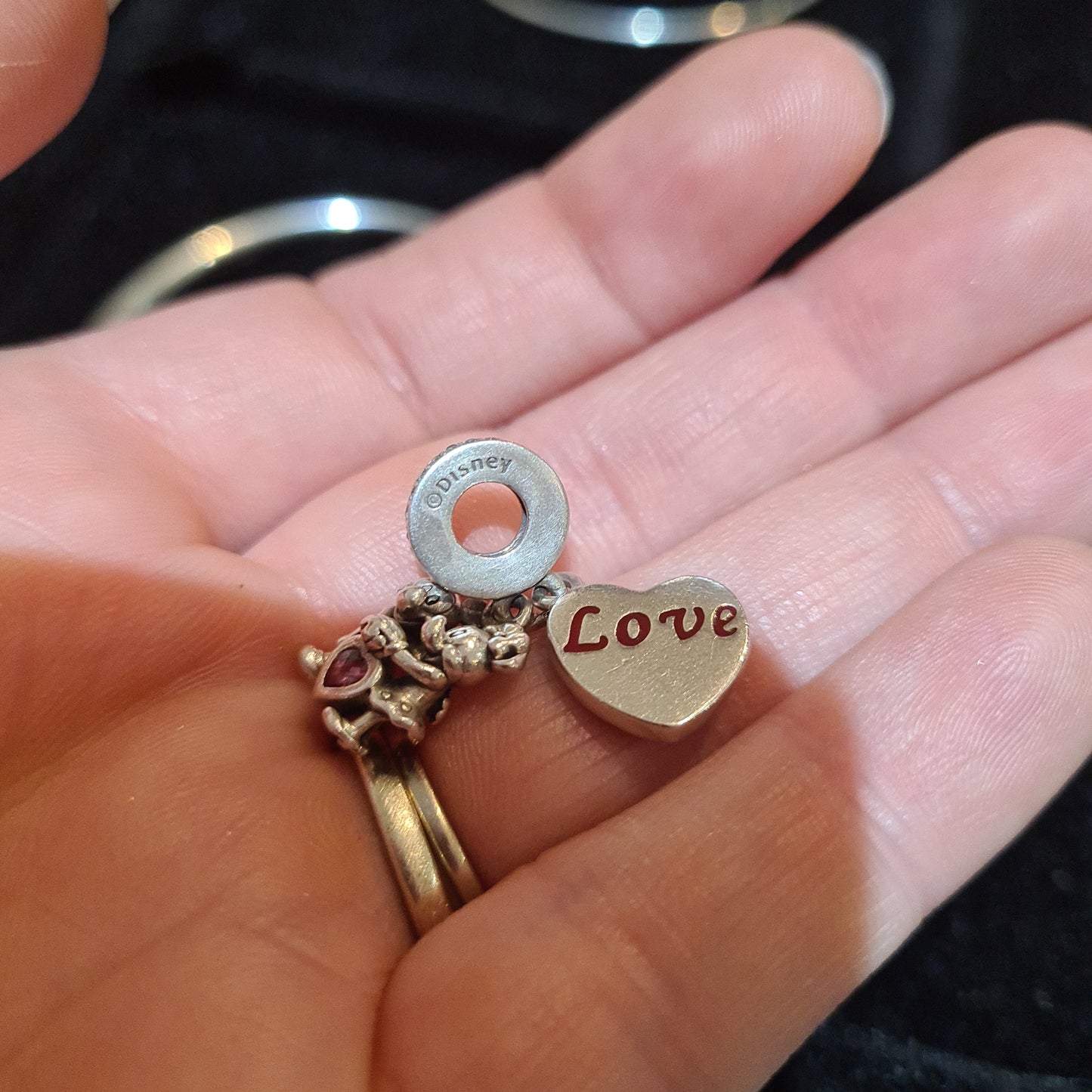 Genuine Pandora Mickey and Minnie Red Heart Love Disney Dangle Charm