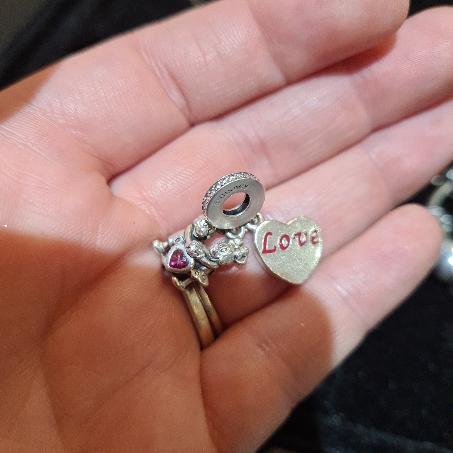 Genuine Pandora Mickey and Minnie Red Heart Love Disney Dangle Charm