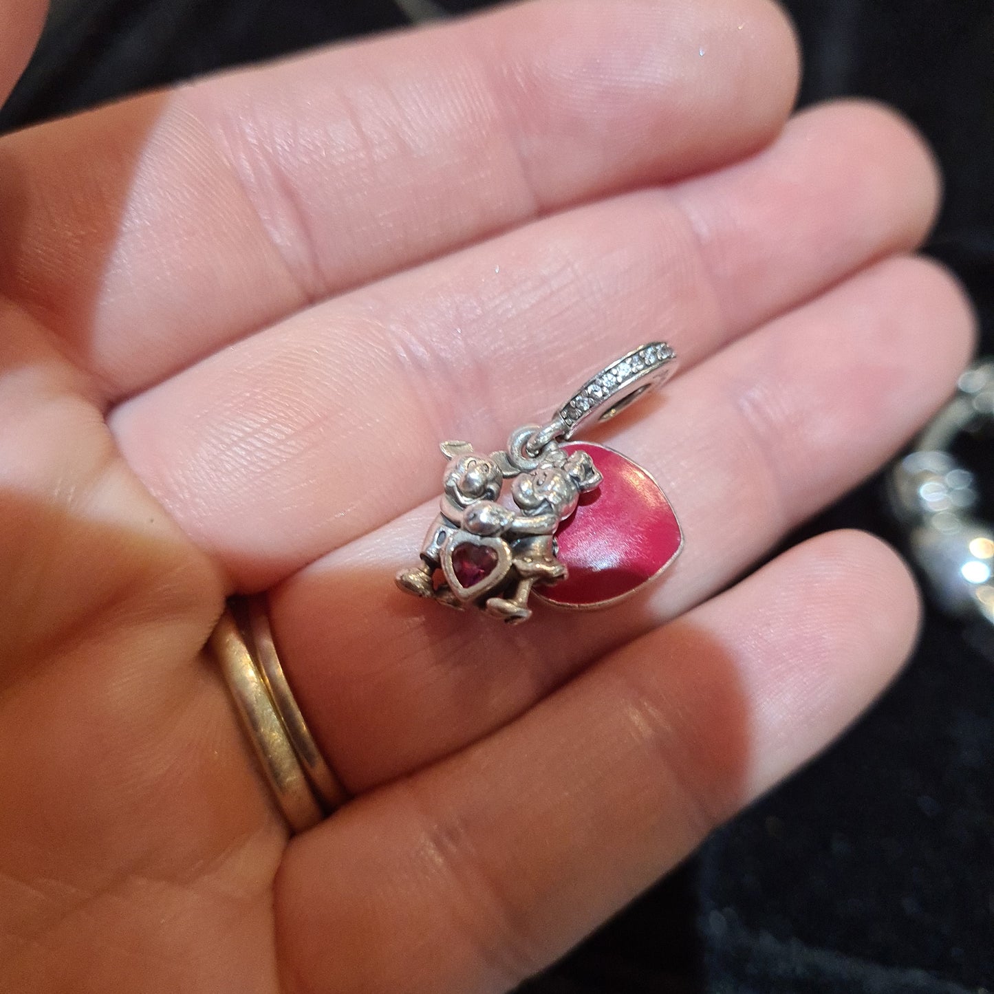 Genuine Pandora Mickey and Minnie Red Heart Love Disney Dangle Charm