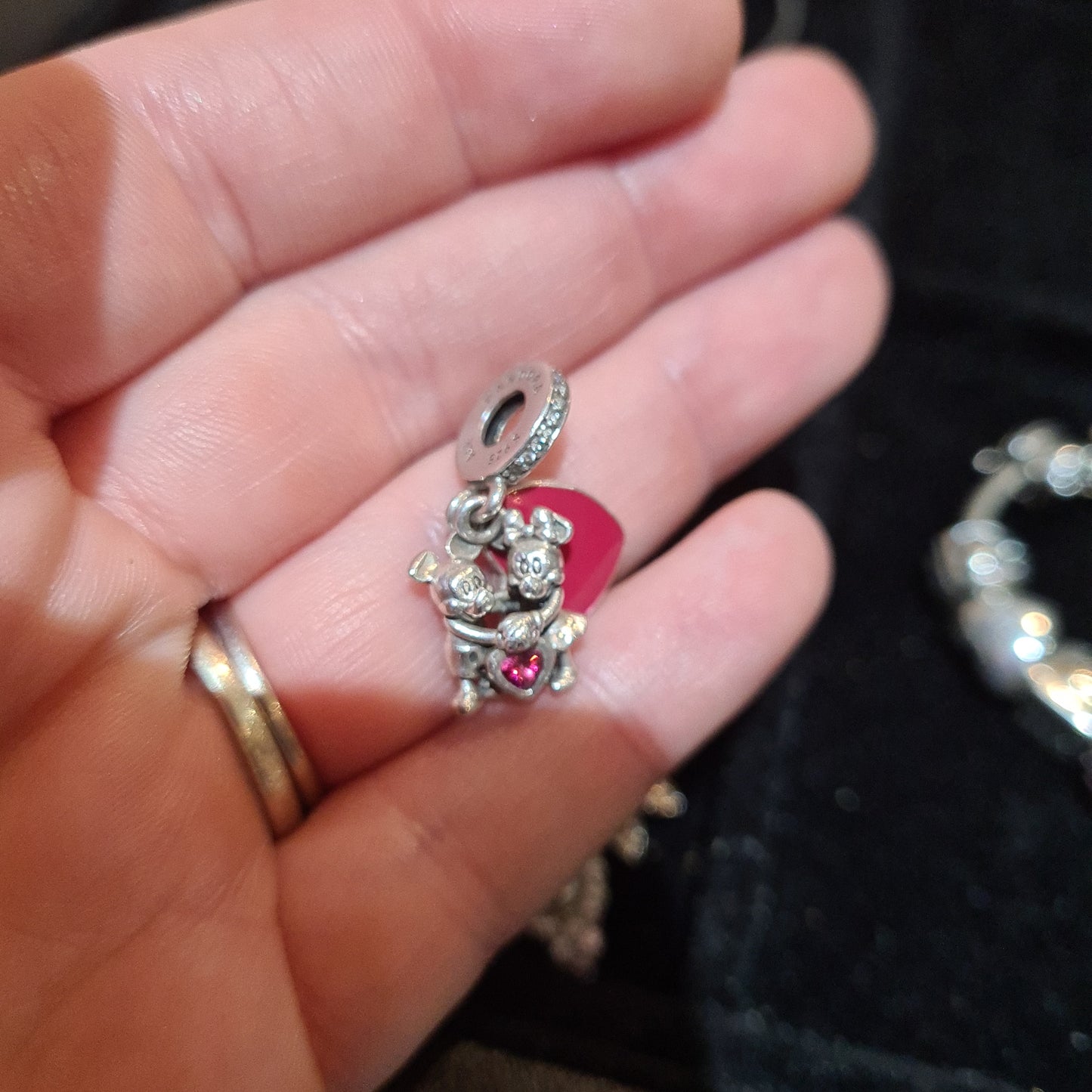 Genuine Pandora Mickey and Minnie Red Heart Love Disney Dangle Charm