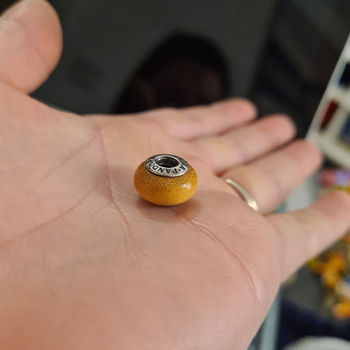 Genuine Pandora Light Beech Wood Murano Rare and Retired
