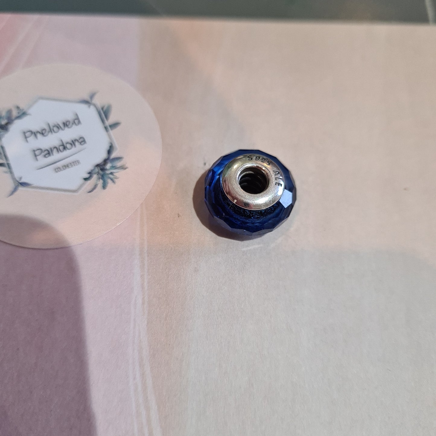 Genuine Pandora Blue Shimmer Faceted Murano Glass Charm
