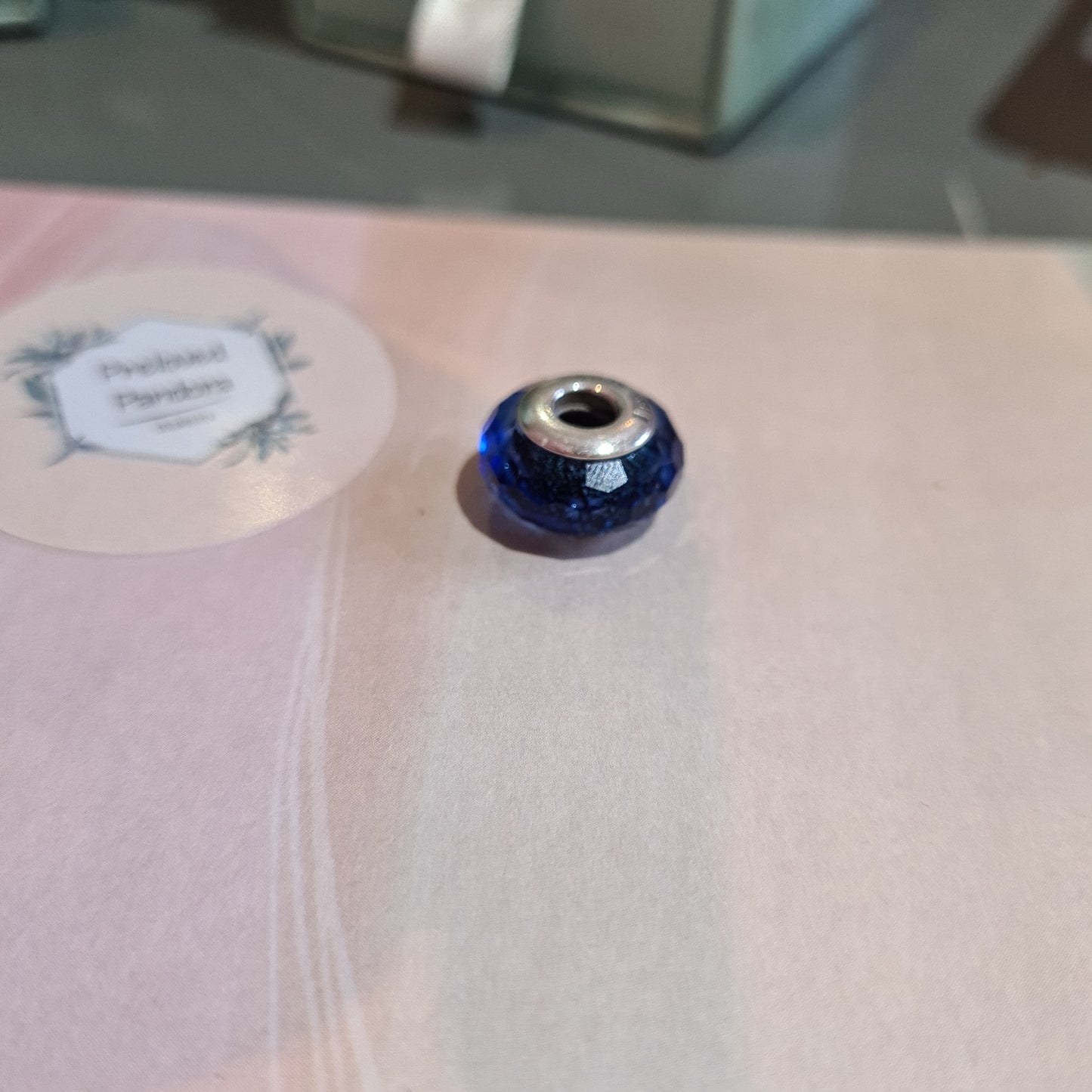 Genuine Pandora Blue Shimmer Faceted Murano Glass Charm