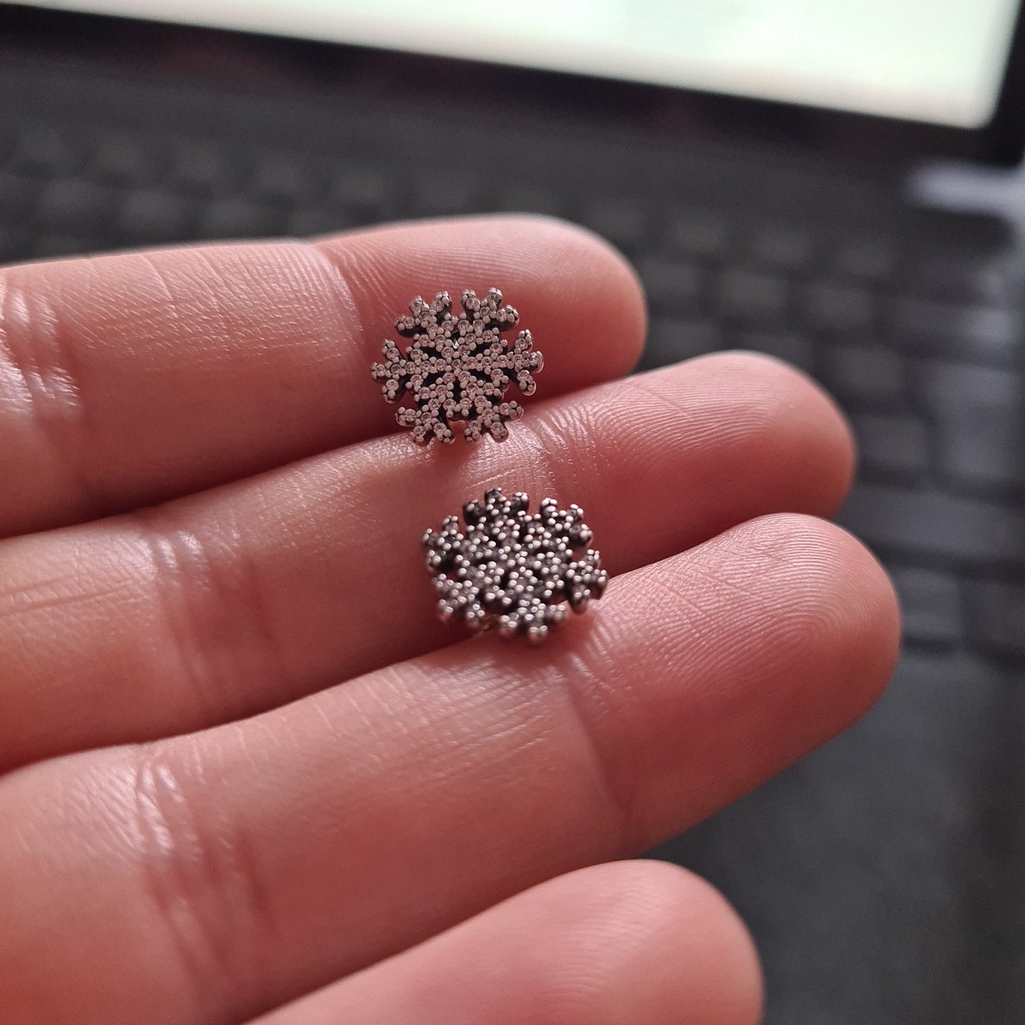 Genuine Pandora Pave Snowflake Winter Earrings